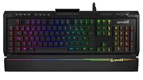 Newskill Aura - Teclado mec  nico Gaming RGB  Estructura met  lica  reposamu  ecas removible y retroiluminado  Switch Brown   Negro