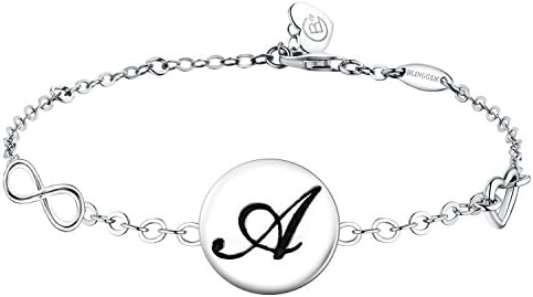 Initial Bracelet 925 Sterling Silver Engraved Meaningful Letter Alphabet "A" Inspirational Disc Bracelet- Ideal Gift (Engraved A)