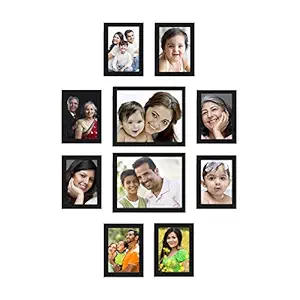 Amazon Brand - Solimo Collage Photo Frames, Set of 10,Wall Hanging (8 pcs - 5x7 inch, 2 pcs - 8x10 inch), Black