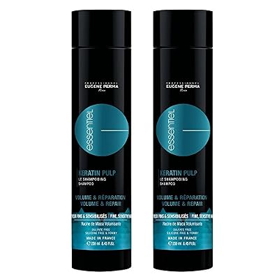 ESSENTIEL EUGENE PERMA Professionnel Shampoing Kératine Pulp Essentiel pour Donner du Volume/Réparer Les Cheveux Fins 250 ml - Lot de 2