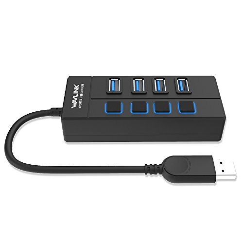 WAVLINK USB 3.0 4-Port Hub mit einzelnen Power Schalter und LED für Laptops, Macbook, Ultrabooks und weiteren USB 3.0 kompatiblen Geräten