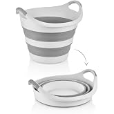 Orret Home 14 Litre Yuvarlak Katlanabilir Akordiyon &Ccedil;amaşır Selesi İstiflenebilir Kova &Ccedil;ift Kulplu Katlanır &Ccedil;amaşır Sepeti &Ccedil;o