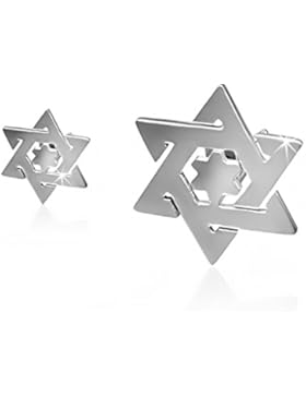 Edelstahl silberfarbenes jüdische Star of David Ohrstecker
