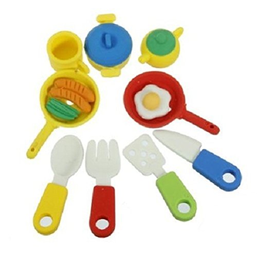 Homgaty 7Pcs Cutlery Novelty Cute Food 3D Eraser Rubber Stationery Kids Gift (Cutlery Series)