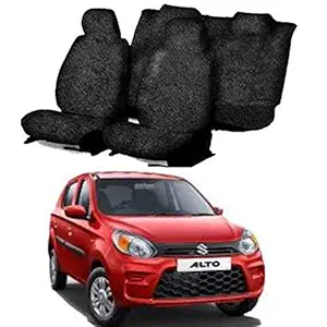 Rufus Cotton Car Seat Cover for Maruti Suzuki Alto-800 (5 Seater) (Black) (All Detachable Headrest)