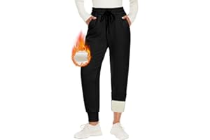 CAMPSNAIL Warme Jogginghose Damen Gefütterte mit 2 Taschen Kordelzug Winter Fleece High Waist Lange Sportleggins Trainingshose Freizeithose Sweathose