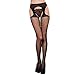 Produktbild SANFASHION Sexy Damen Strümpfe Lingerie Netzspitze Top Strumpfhalter Oberschenkel Strumpfhose Halterlose Hautfarben Strümpfe Strapsstrümpfe (8164-Schwarz)