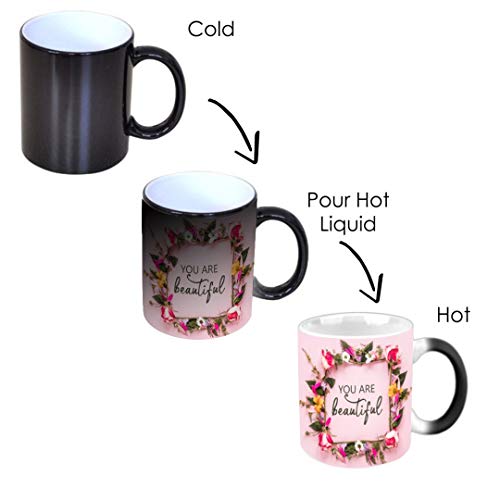 Magic Coffee Mug - You are Beautiful- Surprise Gift for Love Couple -Paper Plane Design