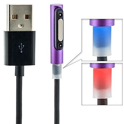 Preisvergleich Produktbild Saxonia Magnetladekabel mit LED Lila für Sony Xperia / Magnetic Charger