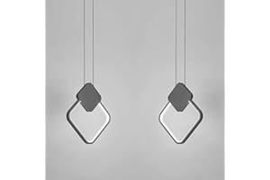LIGKIN Set di 2 Lampadari a Sospensione LED Moderno 11W Quadrato Creativa Plafoniera in Alluminio LED Lampada da Soffitto per Cucina Soggiorno Camera da letto, Nero