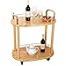 Produktbild Servierwagen Wagen Küche Restaurant Movable 2 Tier Titan Massivholz Gummi Rad mit Leitplanke, Tragfähigkeit 25 kg