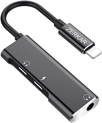 iphone x Adapter Splitter Headphone Jack Lightning to 3.5mm Adapter for iphone 8 to Charge and listen to Headphones No noise [Support iPhone iPod iPad ] (Without Phone Answer Function) (black002)