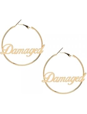Official DC Suicide Squad Damaged Text Gold Tone Hoop EarringsComics Joker