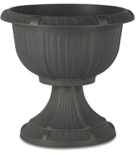 Vaso Fioriera Con Piede Roma Tondo, Altezza 27,5 Cm, Colore Terracotta - In Plastica Resistente Al Gelo E UV Per Balcone, Terrazzo E Giardino