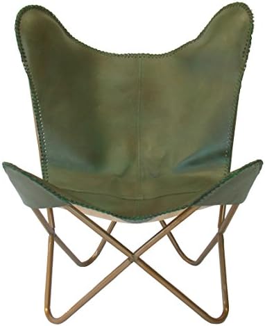 NuBuck Leather Butterfly Chair, Emerald