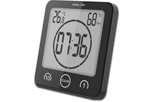 HONPHIER - Reloj de ducha digital con temporizador de pantalla LCD grande con pantalla táctil y pantalla de temperatura para baño, ducha, cocina