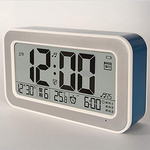 Preisvergleich Produktbild Xiaoqingren USB-aufgeladene elektronische Uhr Sleepy Silent Headboard Clock Einstellbare Lautstärke Intelligentes Nachtlicht Kleiner Student,Blau