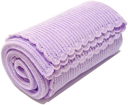 The Knit Wit - Handmade Soft Knitted Cellular Baby Blanket - Large Lilac