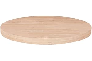 vidaXL Solid Wood Oak Table Top Ø50 cm - Round Untreated Wooden Surface for Dining, Side, Coffee Tables in Rustic Charm