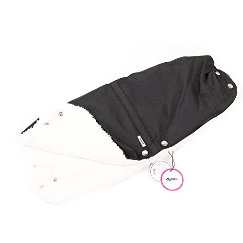 Zicac New Winter Outdoor Warm Thick Velboa Lined Waterpoof Washable Fingerless Fleece Gloves Hand Muff Warmer for Most Baby Infant Toddler Single Handle Pushchair Pram Stroller Buggy (Black)