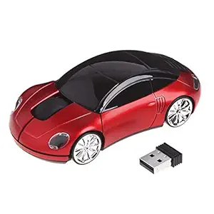 Microware Car Shaped 2.4GHz Wireless Mouse USB Receiver For PC Laptop Notebook - Red