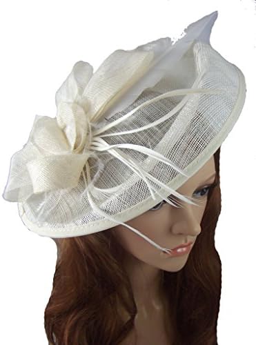 Chapter 78 Boutique Ivory Cream Large Oval Saucer Sinamay Fascinator - Occasion Wedding Races
