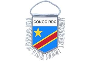 Akachafactory Fanion Mini Drapeau Pays Voiture Decoration Congo RDC