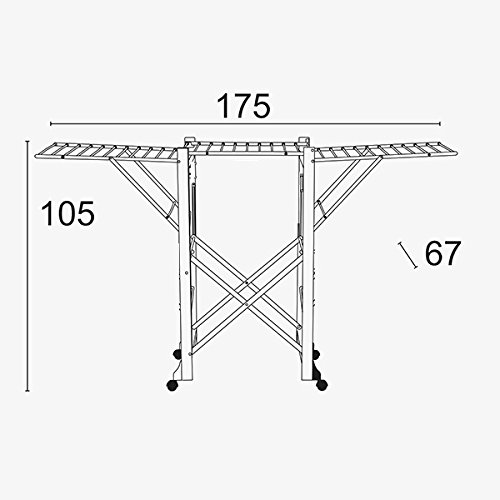 Arredamenti Italia AR_IT- 999 AIRONE Flügelwäscheständer ausziehbar klappbar, massives Buchenholz Farbe kirschrot 175 x 105 x 67 cm - 6