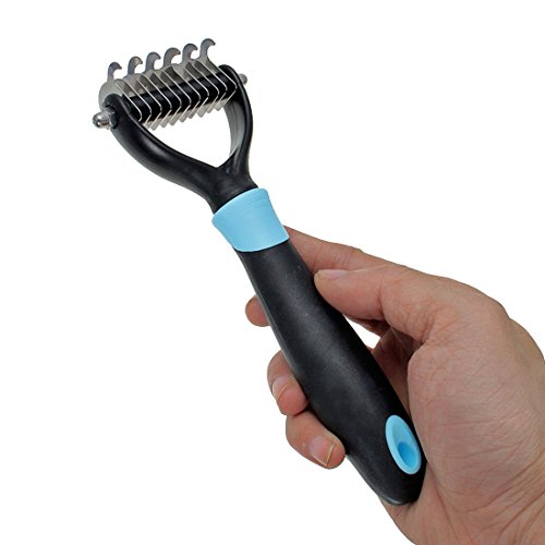 Luniquz-Dog-Dematting-Brush-Pet-Hair-Comb-Grooming-Knots-Matts-Rake-Remover-Double-sided-Teeth-of-Stainless-Steel-Ergonomic-Anti-skid-Handle