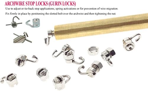 Lot of 10, Gurin Lock ( Curved Hook) Grip lock Archwire Stop Dental Orthodontic Dentist Orthodontist