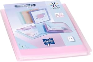 Viquel - Protège documents personnalisable - Reliure Format A4 - Porte vues 60 Vues (30 pochettes) Propysoft - Pochettes transparentes et lisses - Rose translucide