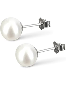 TED COLLINS 1 Paar Perlen-Ohrstecker mit echten Perlen Ø 7 mm, 925 Sterling Silber - 2 Jahre Geld-zurück-Garantie...