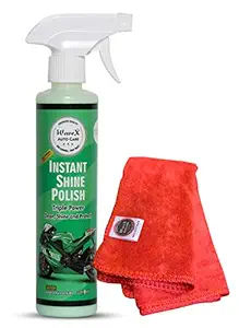 WAVEX Instant Spray Car and Bike Polish 350ML Includes Microfiber Cloth Also Cleans and Shines Home Appliances, Rubber, Plastic, Furniture
