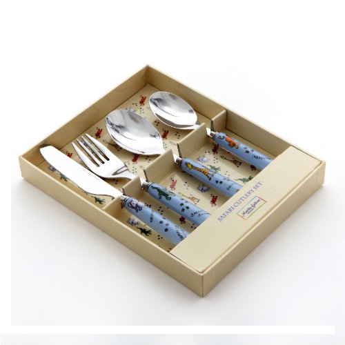 4 Piece Children's Ceramic Handled Cutlery Set - SAFARI