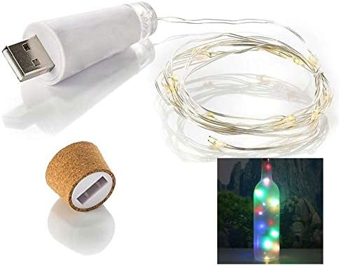 Led Bottle String Light, 1.5M Rechargeable USB Bottle Cork Wire Fairy String Light with 15 Waterproof LED Lights for Bottle DIY Decor Outdoor BBQ Gathering Party Wedding Holiday