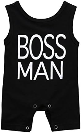 AmazingDays Newborn Kids Baby Boys Clothes Sleeveless Letter Print Romper Jumpsuit Pajamas Baby Newborn Boys Unisex Outfits Bodysuit Rompers Jumpsuit Hooded Spring Summer Short Vest Clothes (90)