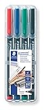 Staedtler Lumocolor 318 WP4 Folienstift, permanent, wasserfest, wischfest, sekundenschnell trocken, F-Spitze Linienbreite ca. 0.6 mm, hohe Qualitt, Set mit 4 Farben - 