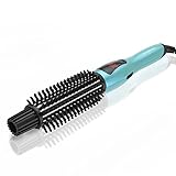PHOEBE Curling Iron Brush Portable 3 in 1 Curling Tong for Short and Long Hair Coating with NanoGlide Ceramic Tourmaline Anti-scald Curler Brush, 100-240V (Blue)