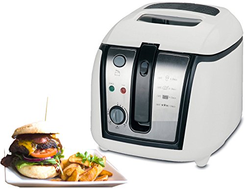 Friteuse | 2,5 Liter | mit herausnehmbarem Ölbehälter | Fritöse | Fritteuse | Antihaft-Beschichtung | Geruchsfilter | 2,5 Liter | 1.800 Watt | Sichtfenster