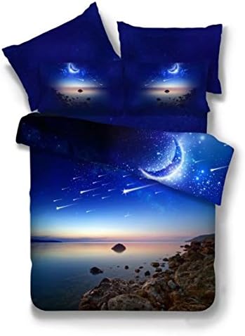 FUYA 3D Galaxy Bedding Twin Size Outer Space Home Textile Fabric Polyester 3/4-Piece Duvet Cover Sets, 3D Galaxy Bedding 6colors (Queen, 015)