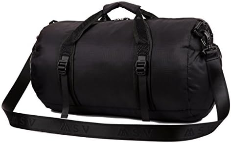Dooppa Lightweight Gym Bag Foldable Holdall Duffel Bag Water Resistant Hand Luggage With Shoulder Strap (Black)