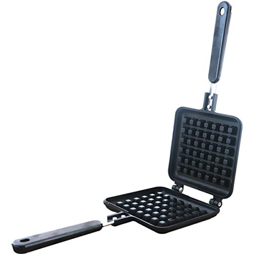 ANHPI Traditional Waffle Maker Non-stick Checkered Aluminum Alloy Waffle Mold Tray With Handle For Stovetop,Black