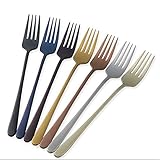 Newadel 7 STÜCKE 18/8 Edelstahl Abendessen Gabel Set Korea Bunte Dessert Gabel Mit Langen Griff Gold Blau Gabel Set Für Hotel Party 7pcs Mix Colour