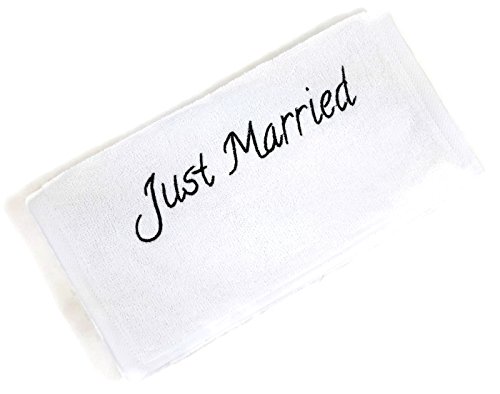 Hochzeits-Handtuch "Just Married",- weiß, 30x50cm, Baumwolle, Geschenk, tolles Hochzeitsgeschenk für das Brautpaar / Hochzeitspaar