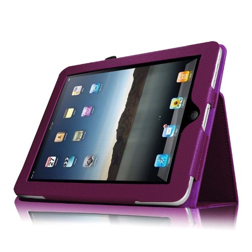 Fintie Apple iPad 1 Hülle Case Schutzhülle Etui Tasche – Folio Slim Fit Ständer Kunstleder Smart Cover mit Stylus Loop für iPad 1st Generation, Lila - 4