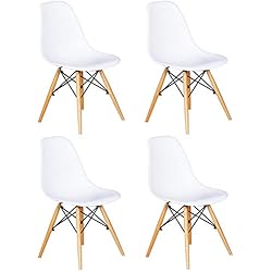 Ensemble de 4 chaises avec Assise en résine, Couleur Blanche, 82 x 46 x 53.5 cm