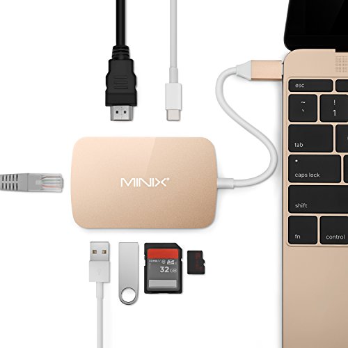 MINIX NEO C Multiport Adapter USB-C Hub mit Gigabit Ethernet, TF/SD-Kartenleser, 2X USB 3.0 Port , HDMI Port , Typ C port aufladen für Macbook ,Lenovo Yoga 900 und so weiter-Gold - 2