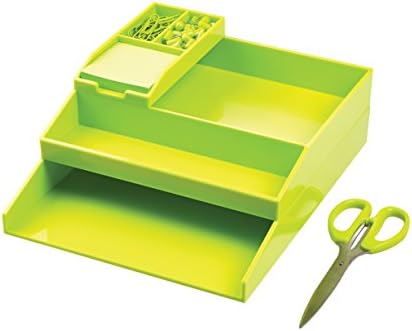 Avery CS501 ColorStak Desk Organiser Set (Two Letter Trays, Accessories Tray, Bit and Bobs Tray, Paper Clips, Board Pins, Sticky Notes) - Green