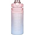 XXSSIER Sipper Water Bottle 2 Liter with Motivational Time Marker Non-Toxic Water Bottle for Office, Water Bottle for Gym (Pink), Plastic, Pack of 1