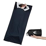 Unigear Drap de Sac de Couchage, 220x90 cm Drap de Couchage avec Fermeture Éclair, Léger Confortable Idéal pour Maison Voyage Hôtel Camping Auberges Refuges (Bleu Marine)